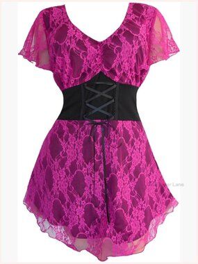 Plus Size Corset Top Sweetheart Neck Lace Up Gothic Boho Tunic